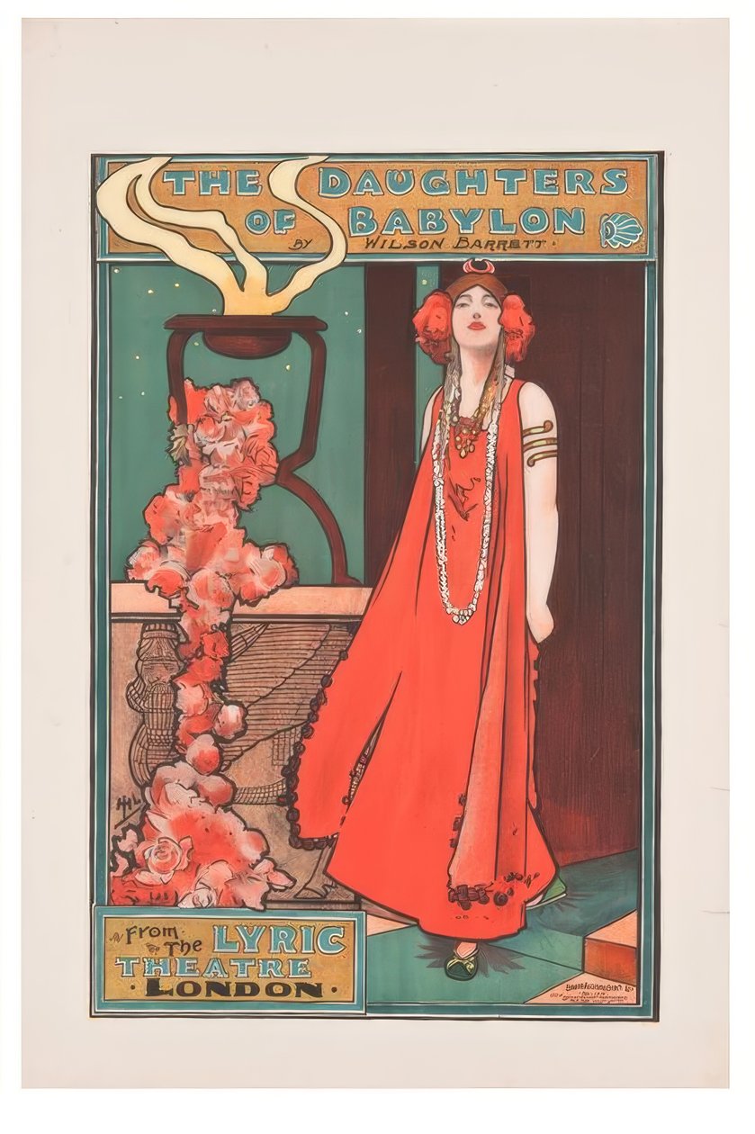 “巴比伦的女儿” - J. Hassall - Plakat，ca。 1898年 作者 约翰·哈索尔