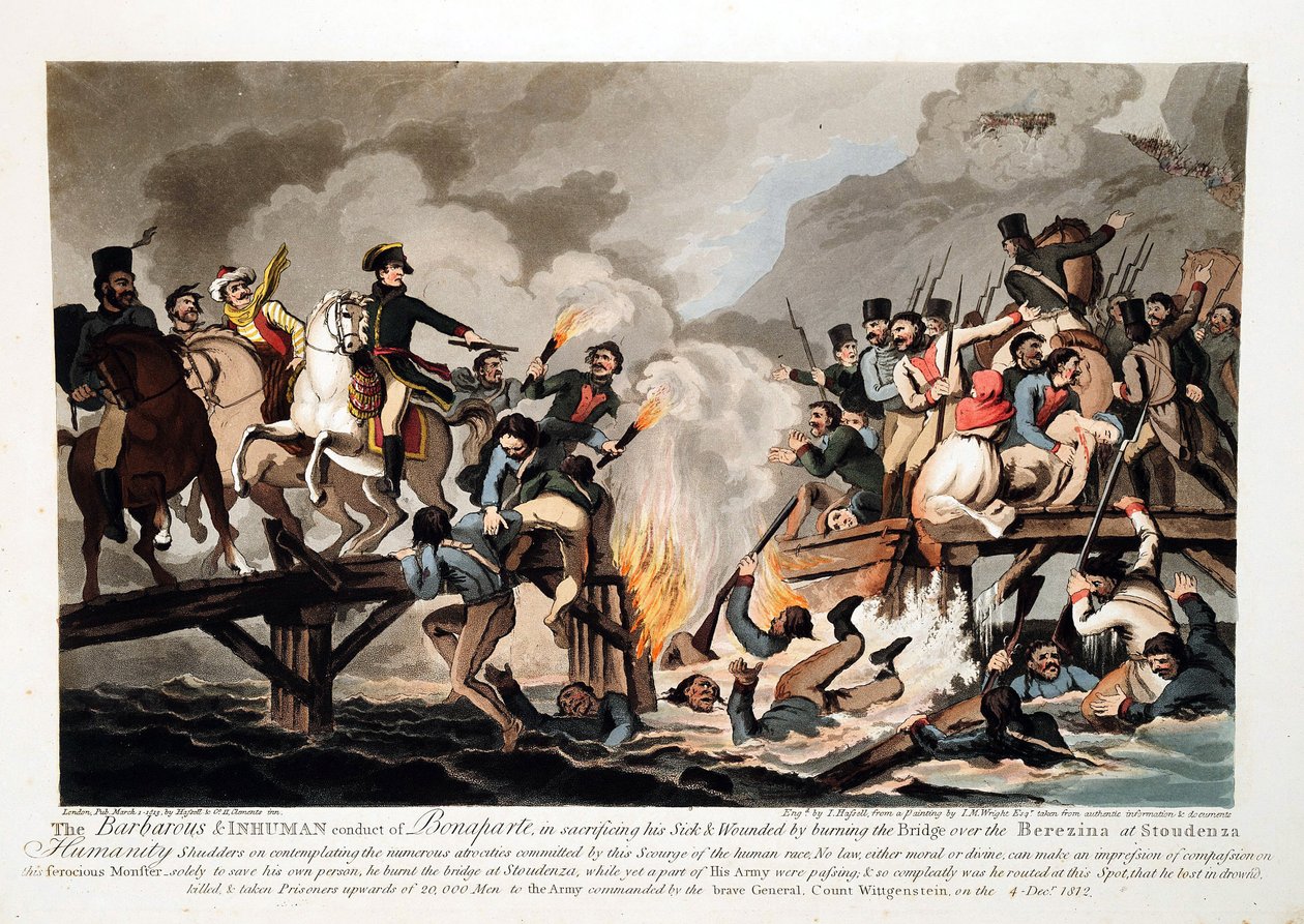 1812 年 11 月法国军队穿过别列津纳 - 约翰哈塞尔（1767-1825） - 1813 - Aquatint - 41,6x57,6 - 私人收藏 作者 约翰·哈塞尔