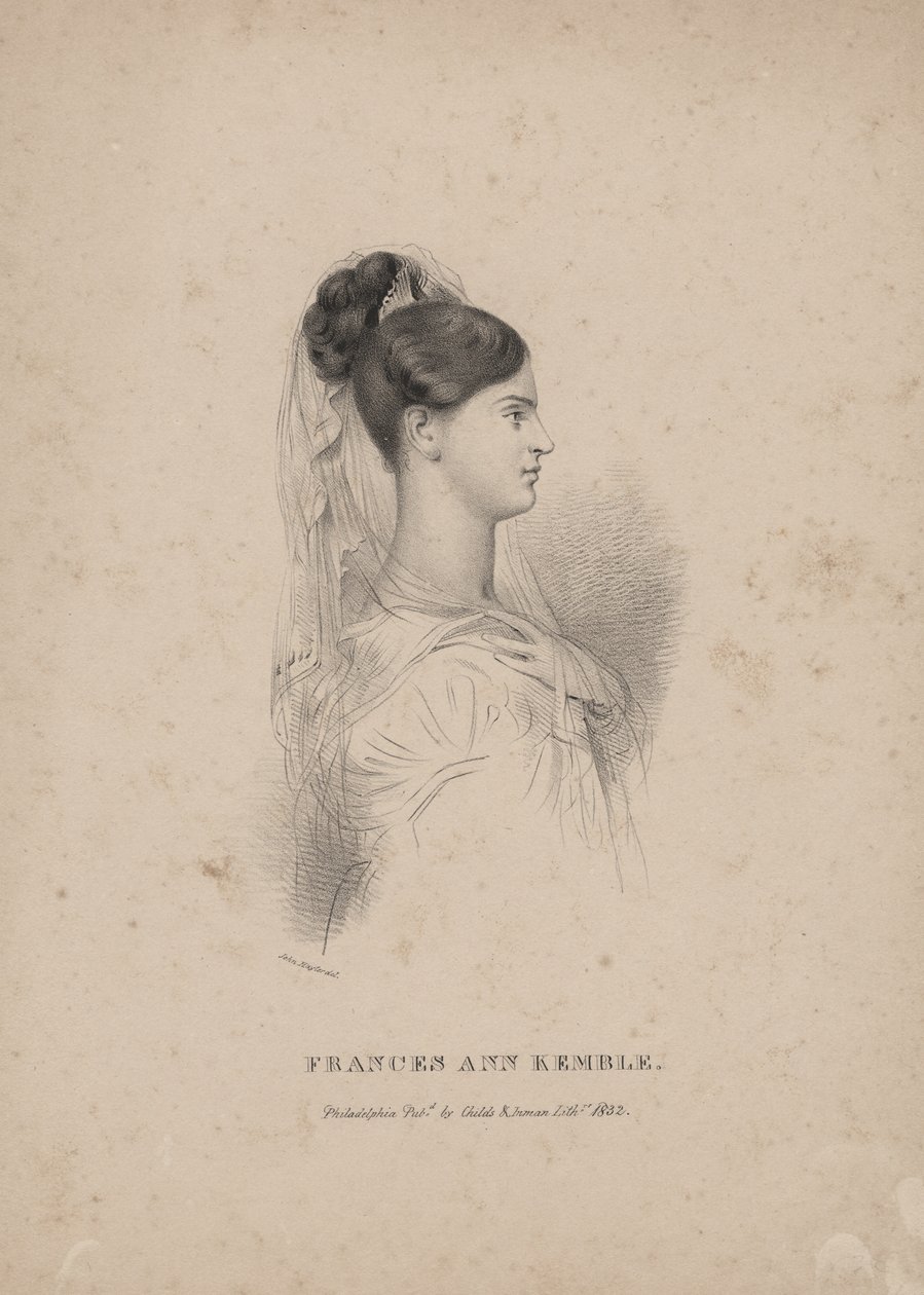 Frances Ann Kemble，由Childs und Inman制作的平版画 作者 约翰·海特