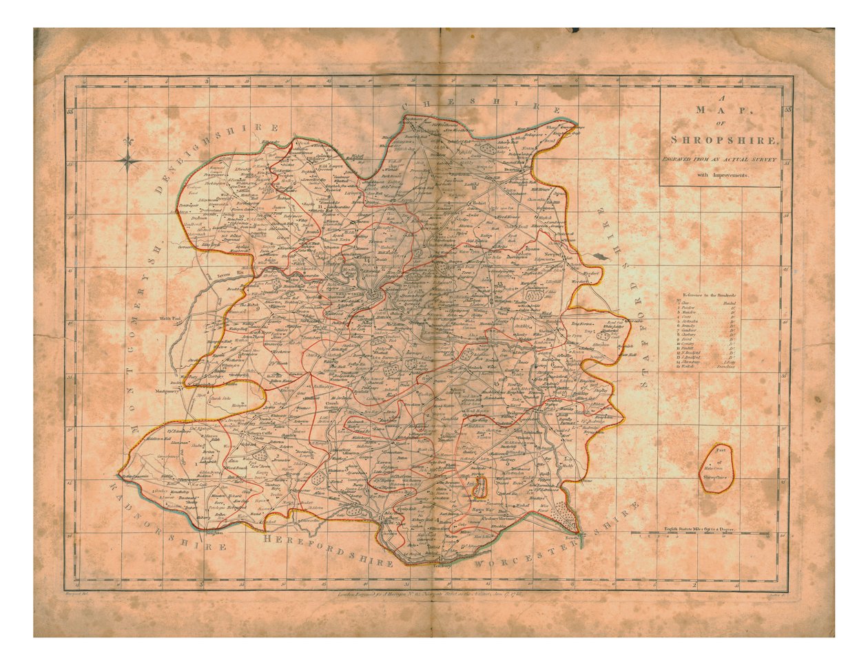 什罗普郡地图，约1788年 作者 约翰海伍德