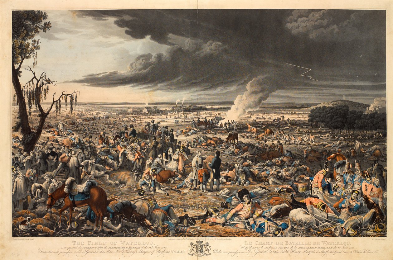 The Field of Waterloo, as it appeared the morning after the memorable battle of the 18th June 1815 (aquatint, coloured) 作者 约翰·海维赛德（后）克拉克