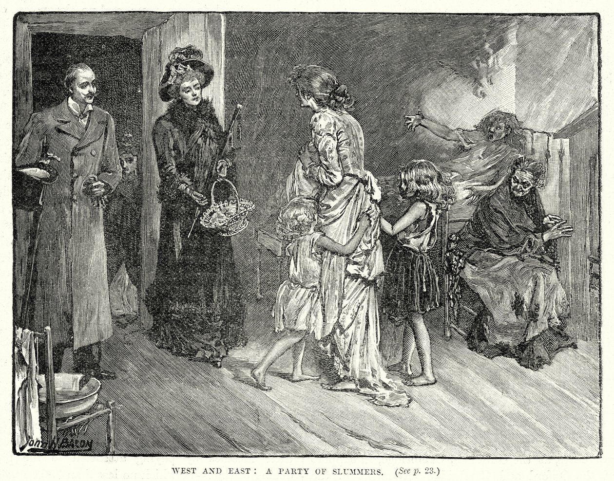 西方与东方贫民窟的聚会（雕刻） 作者 约翰·亨利·弗雷德里克（以下）培根