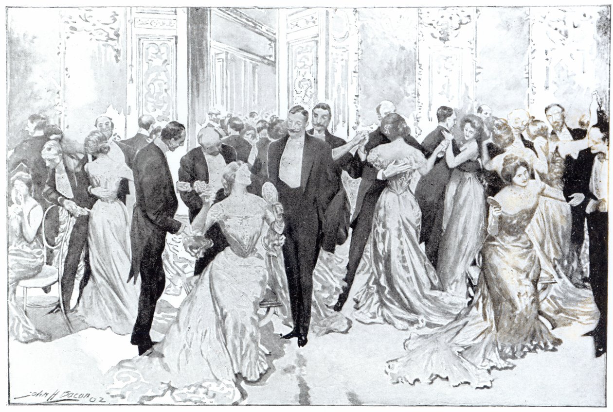 Cotillon，来自&39;楼上的日常生活&39;，1902年（石版画） 作者 约翰·亨利·弗雷德里克·培根