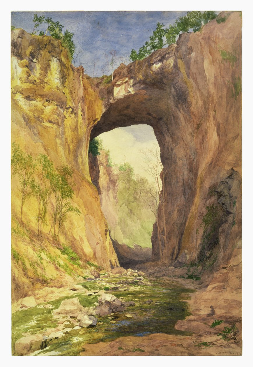 自然桥，弗吉尼亚州，1876年（wc和铅笔在纸上） 作者 约翰·亨利·希尔