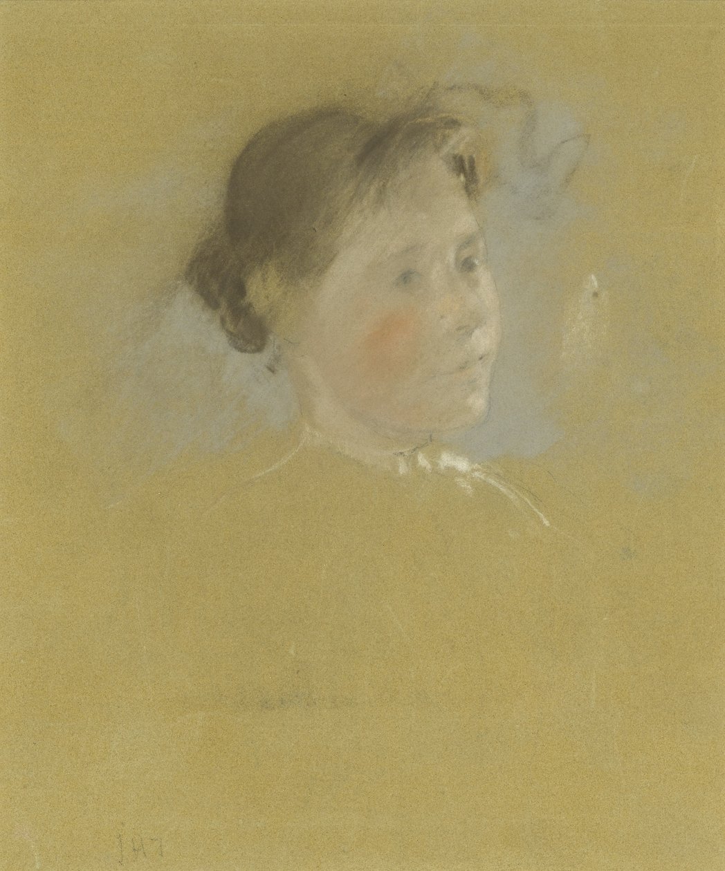 研究头部，c.1888-95（在纸板上涂上石墨的粉彩） 作者 约翰·亨利·特瓦特曼