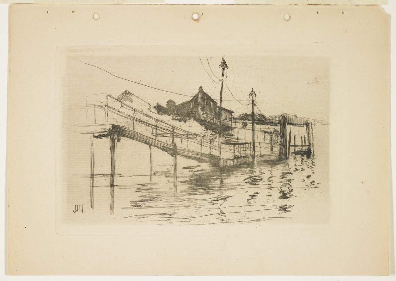 布里奇波特的旧收费站（小盘子），1888-1889 作者 约翰·亨利·特瓦特曼