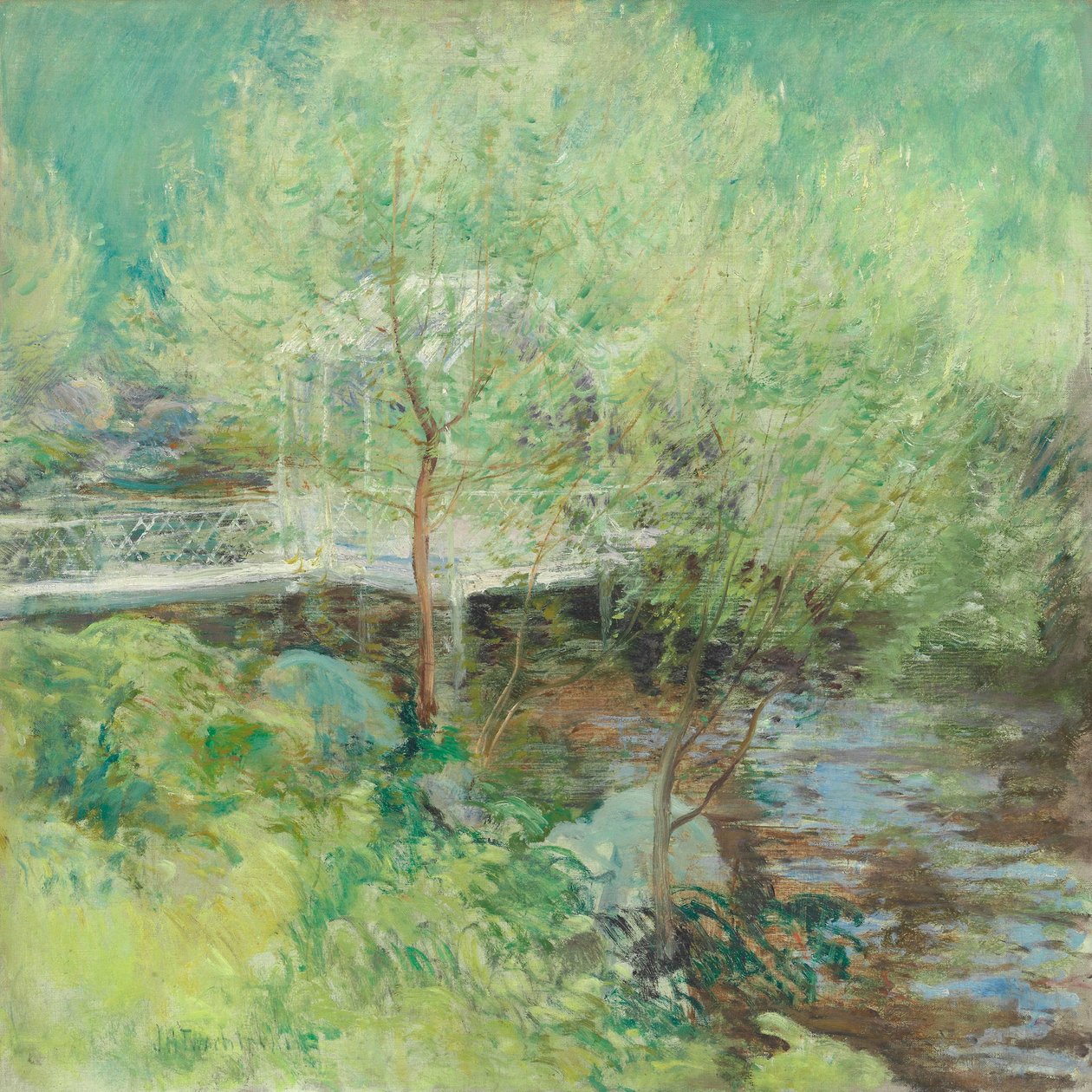 The White Bridge, after 1895 (oil on canvas)   1421716   zh       chinese Successfully Translated  Original: La Vierge Marie avec quatre saints - Virgin Mary with Four Saints - Antonin (Anton) Kern (1710-1747). Oil on canvas, ca 1735. National Gallery, Pra 作者 约翰·亨利·特沃奇曼