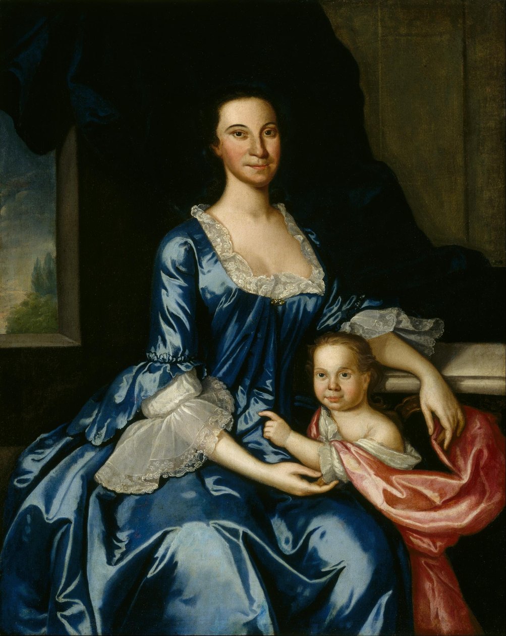马修-蒂尔格曼夫人（安娜-劳埃德，1724-1794 年）及其女儿安娜-玛丽亚（1755-1843 年）的肖像 作者 约翰·黑塞留斯