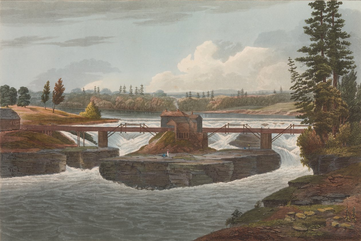 Glenns Falls No. 6 of The Hudson River Portfolio, 1822。 作者 约翰·希尔