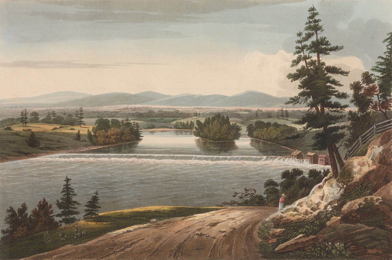 哈德逊河作品集》第7号沙山附近的景色，1822-23。 作者 约翰·希尔