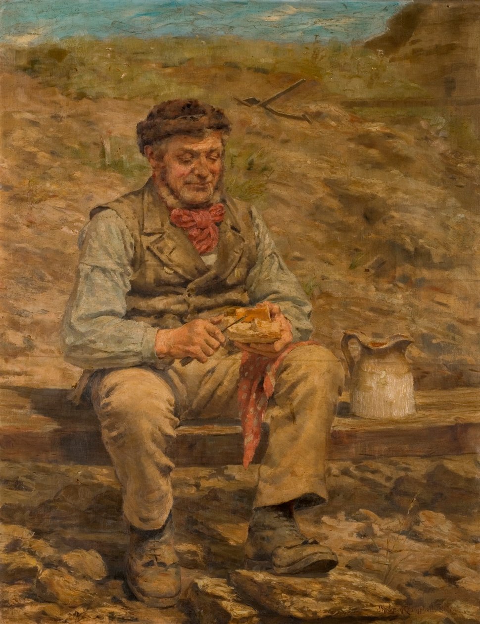工人吃午饭，1886-87 作者 约翰·霍奇森·坎贝尔