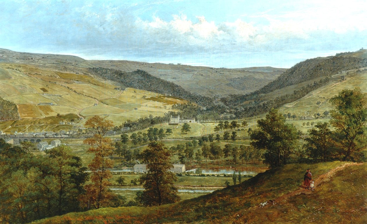 Cragg Vale＆Stocks Hall来自Broadbottom，1869 作者 约翰·霍兰德