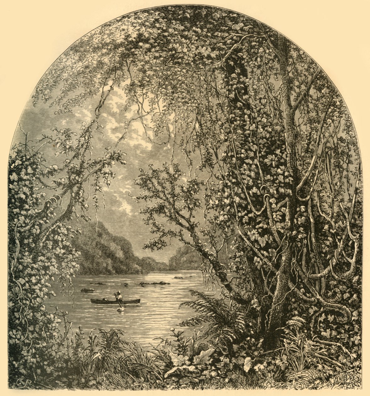 哈珀渡口上方的波托马克"，约1870年。 作者 约翰·J·哈雷