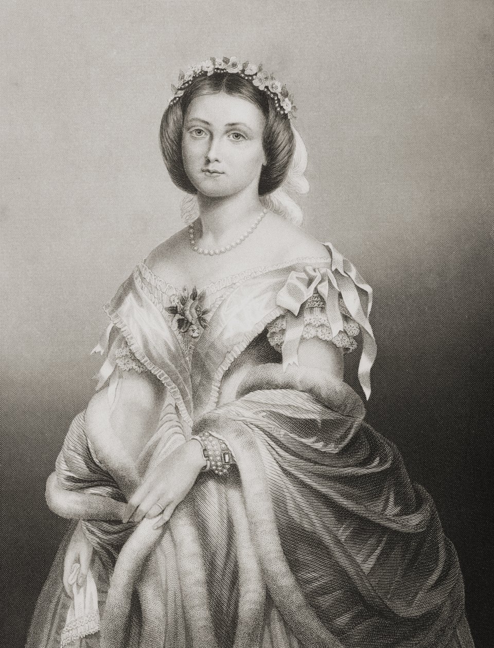 维多利亚公主维多利亚阿德莱德玛丽亚路易莎（1840-1901）英国皇家公主，由DJ Pound从照片中镌刻，来自“着名人物绘画室，第2卷”，发表于Lo 作者 约翰·贾比斯（John Jabez）Edwin Paisley Mayall