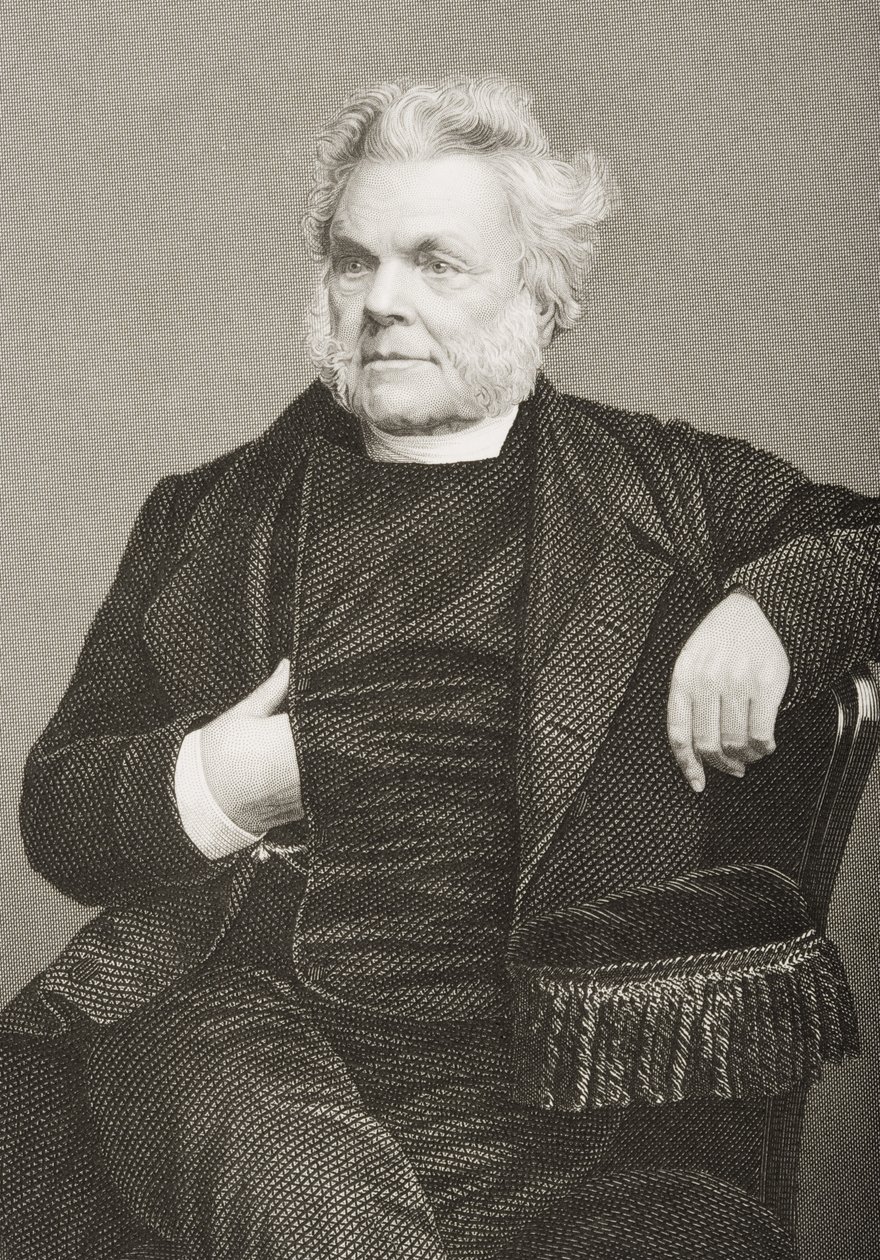 约翰·安吉尔·詹姆斯（John Angell James，1785-1859），由DJ Pound在1860年伦敦出版的“杰出人物的绘画室”第2卷中的一张照片上刻下的 作者 约翰·贾比斯（John Jabez）Edwin Paisley Mayall