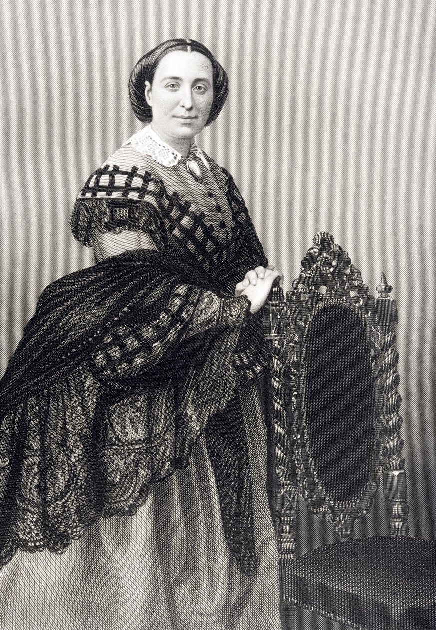 Rosino Penco女士（1823-94）由DJ Pound在1860年伦敦出版的“知名人物绘画室”第2卷上的一张照片上刻下 作者 约翰·贾比斯（John Jabez）Edwin Paisley Mayall