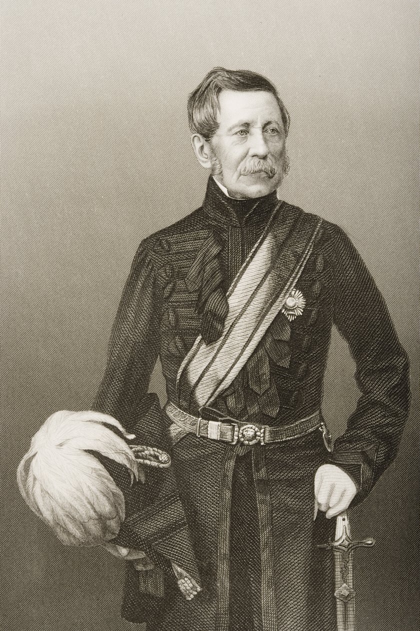 约翰福克斯Burgoyne爵士（1782-1871）由DJ Pound在1860年伦敦出版的“知名人物绘画室”第2卷中的照片上刻下 作者 约翰·贾比斯（John Jabez）Edwin Paisley Mayall