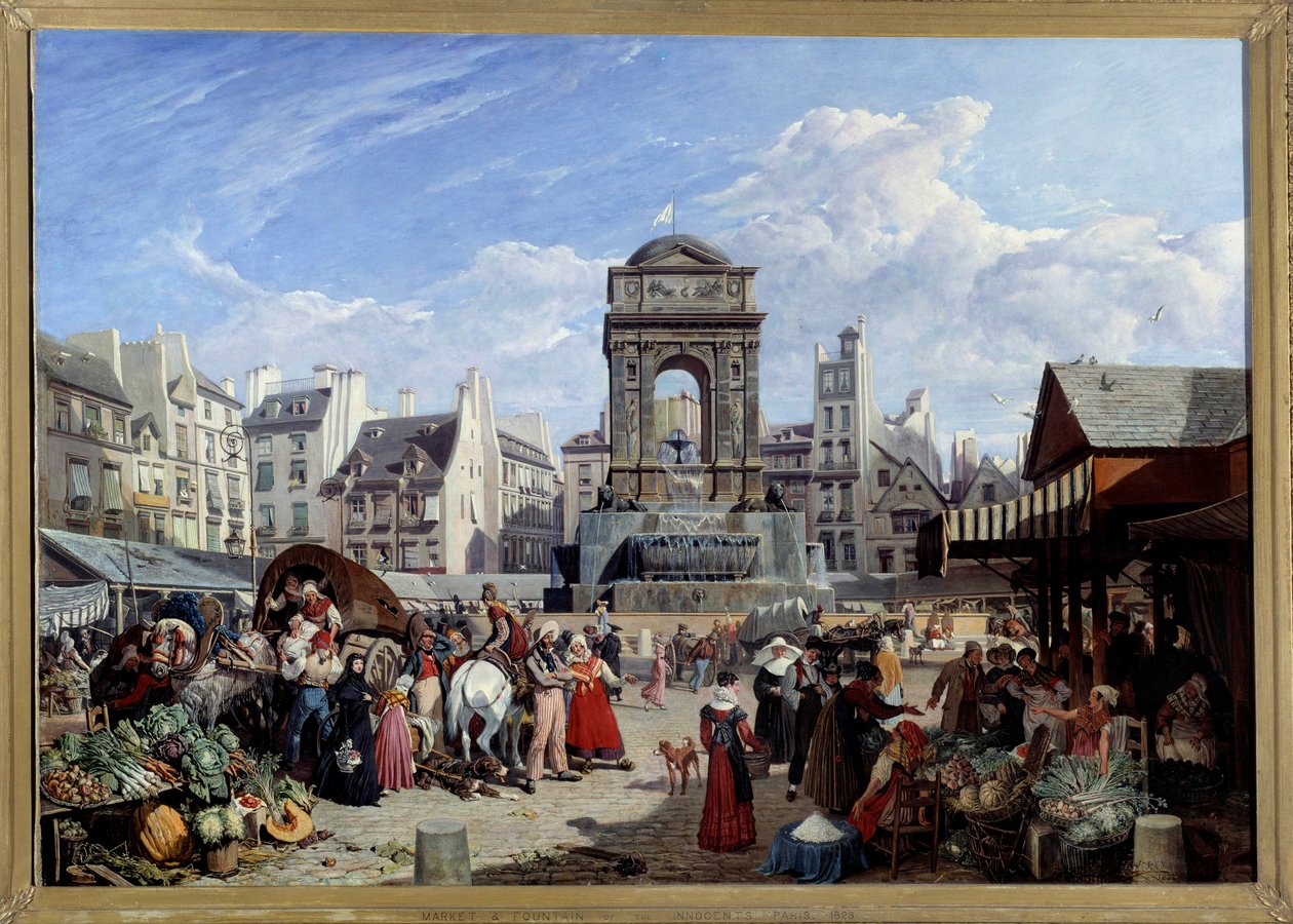 Le Marche et la Fontaine des Innocents in Paris John James Chalon (1778-1854) 1822 Sun. 1.06x1.52 米巴黎，卡纳瓦莱博物馆 作者 约翰·詹姆斯·沙隆