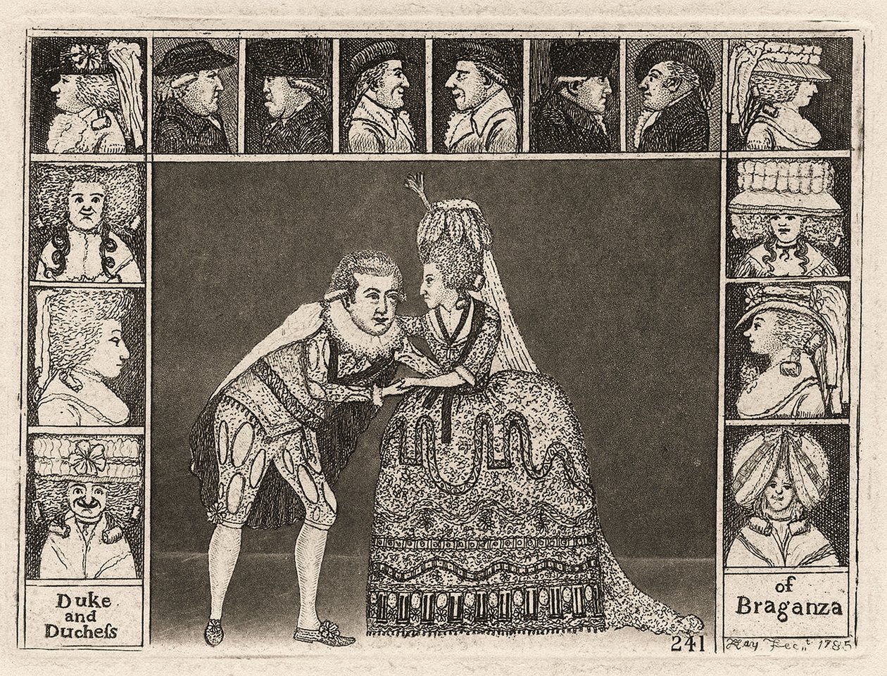 Mary Ann Yates和Laurence Clinch在Braganz的公爵和公爵夫人中扮演由观众围成的人。 1785 作者 约翰·凯