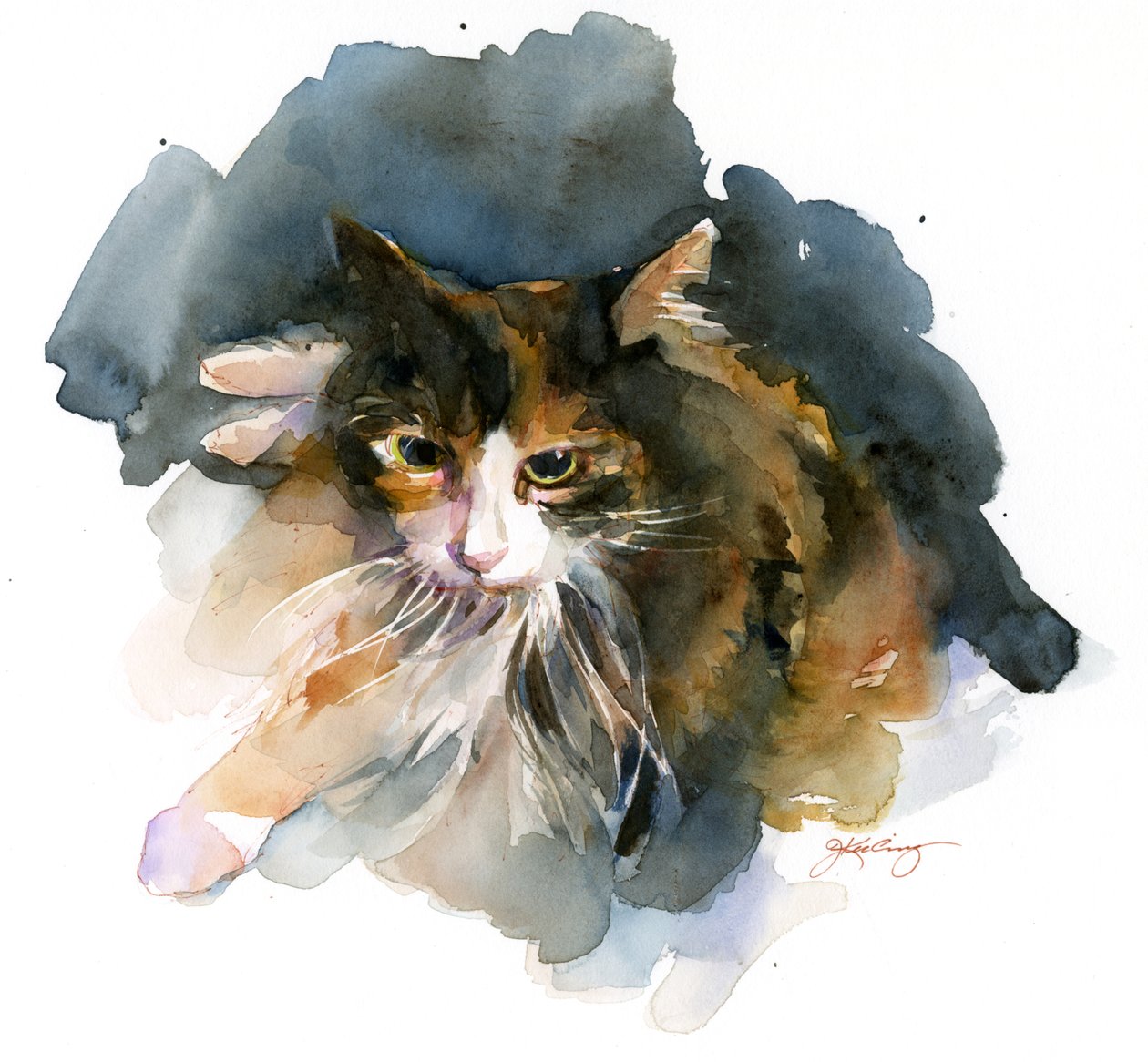 Calico Cat，2015，（水彩画） 作者 约翰·基林