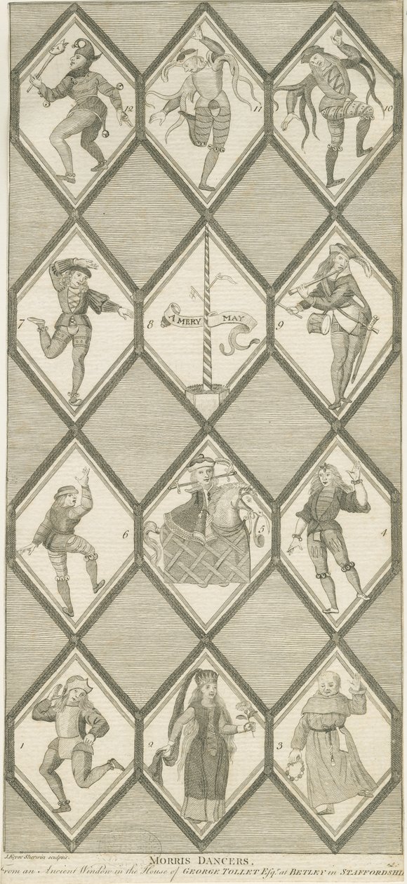贝特利玻璃窗-莫里斯舞者：版画和[1751-1790] 作者 约翰·凯斯·舍温