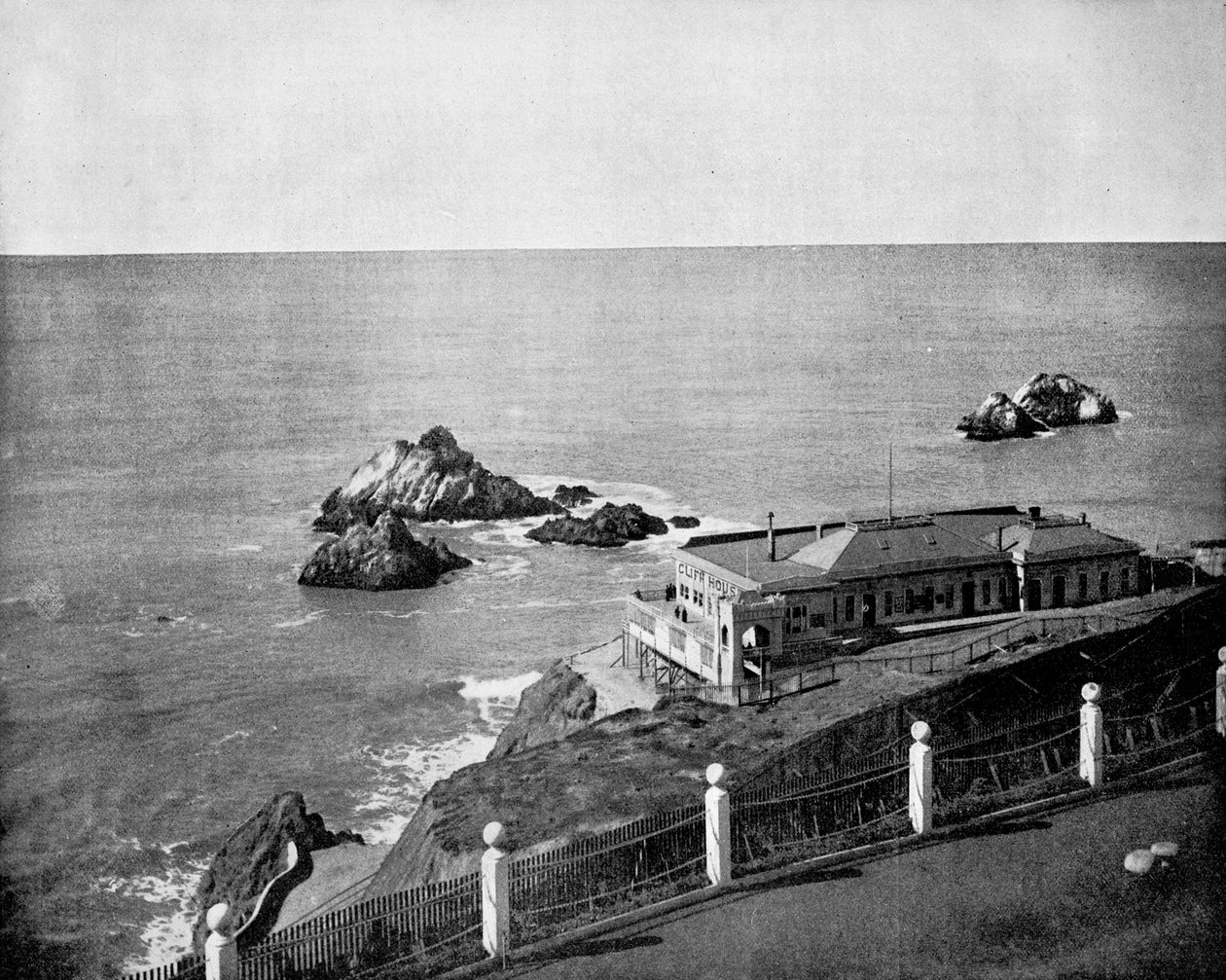悬崖屋和海豹岩，金门，加利福尼亚州，美国，1893年。 作者 约翰·斯托达德
