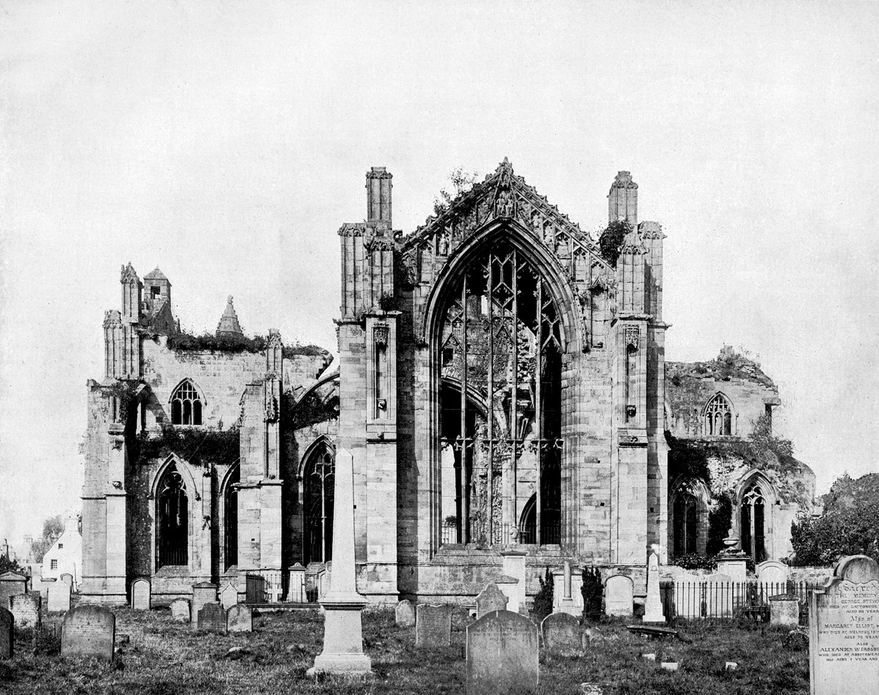 苏格兰梅尔罗斯修道院（Melrose Abbey），1893年。 作者 约翰·斯托达德