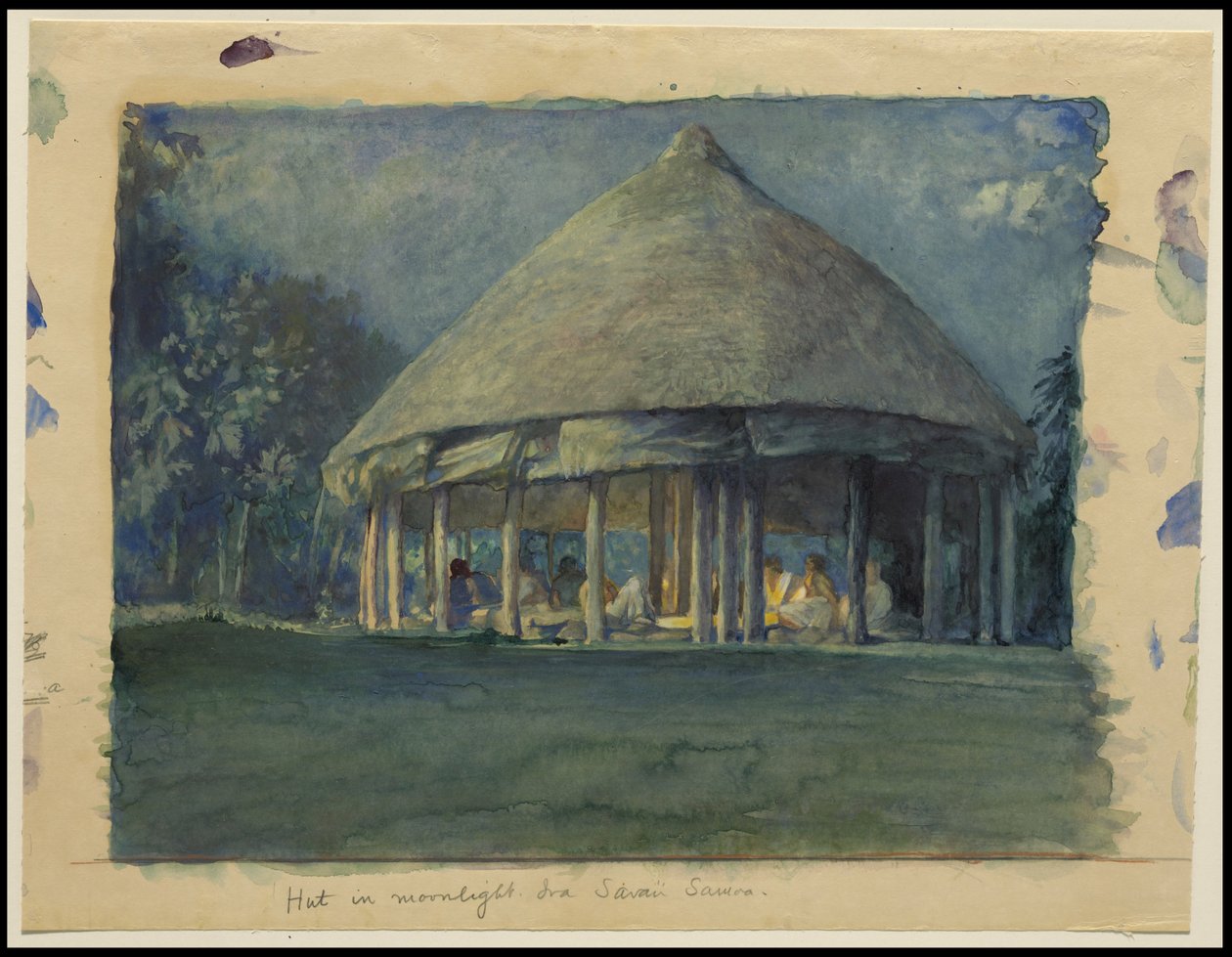 1890年10月，萨瓦伊娃，月光下的小屋，1890年 作者 John La Farge或Lafarge