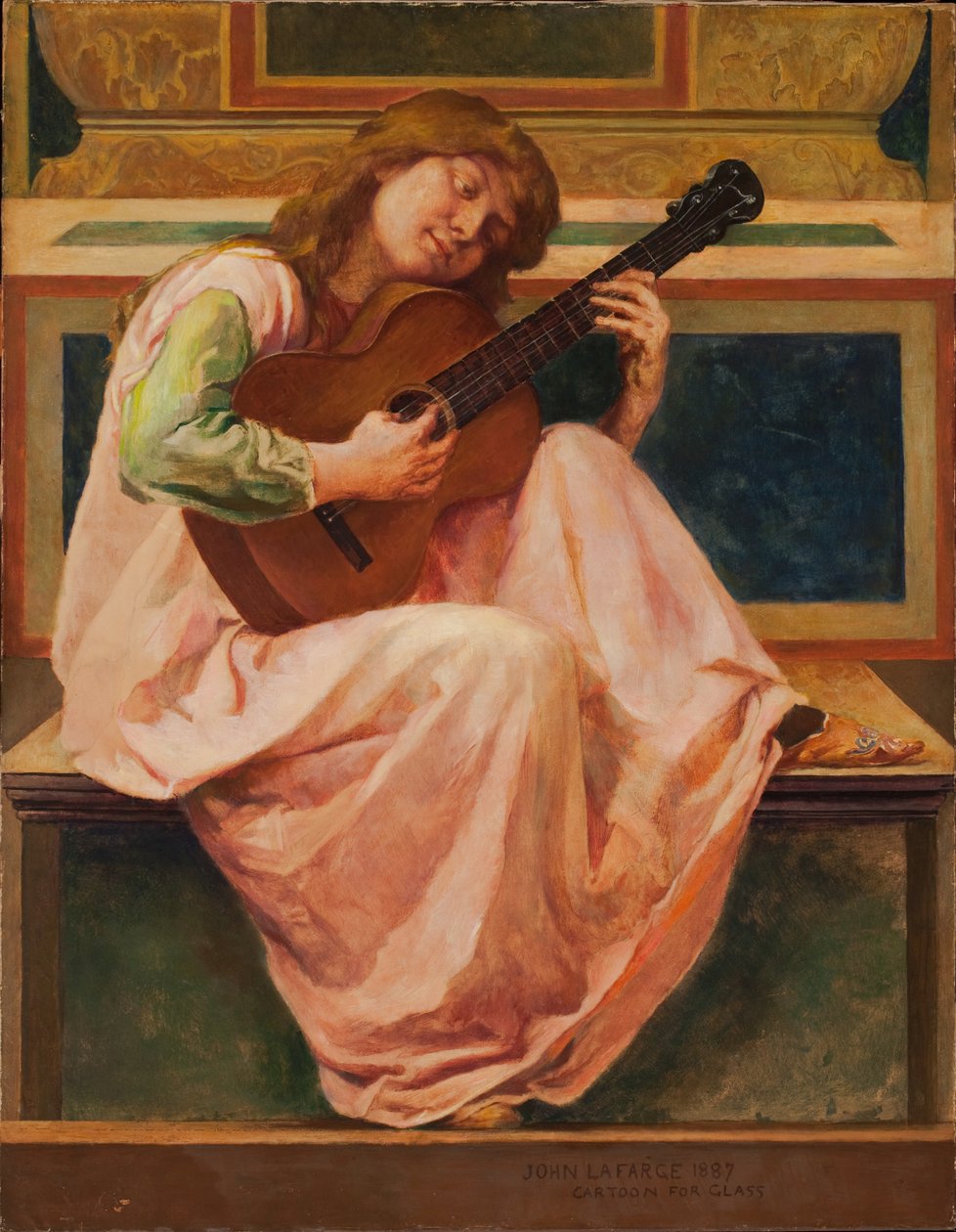 球员，1887年（纸浆纸上的蜡） 作者 John La Farge或Lafarge