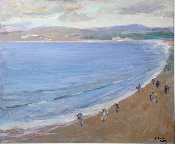 海滩，丹吉尔（布面油画） 作者 约翰·拉维里