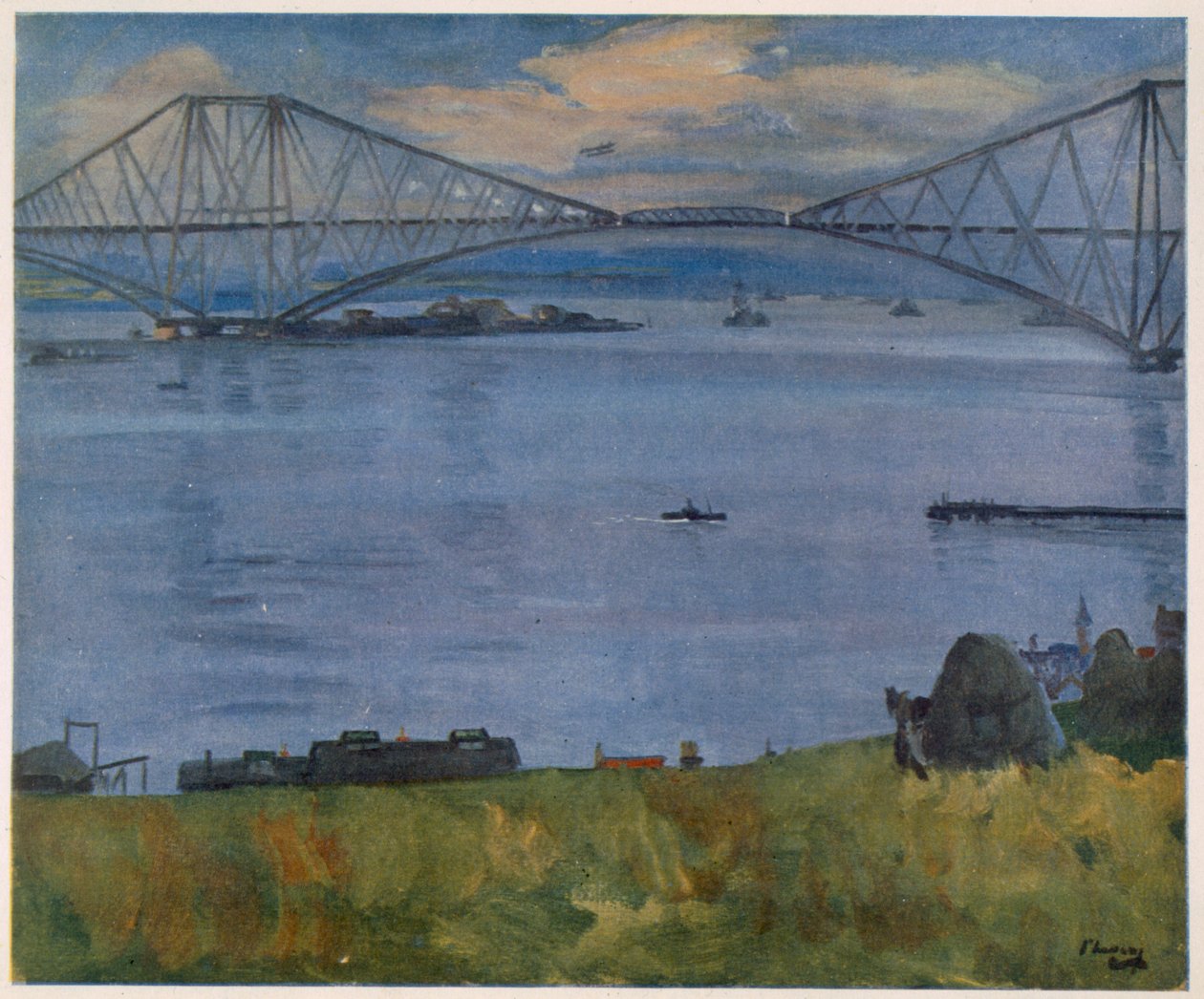 1914年的Forth Bridge，来自前线的英国艺术家，1918年西部阵线的延续 作者 约翰·拉维里