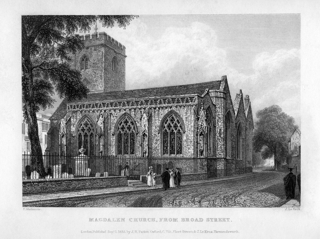 玛格达琳教堂（Magdalen Church），牛津大学布罗德街（Broad Street），牛津，1833年。 作者 约翰·勒科克斯