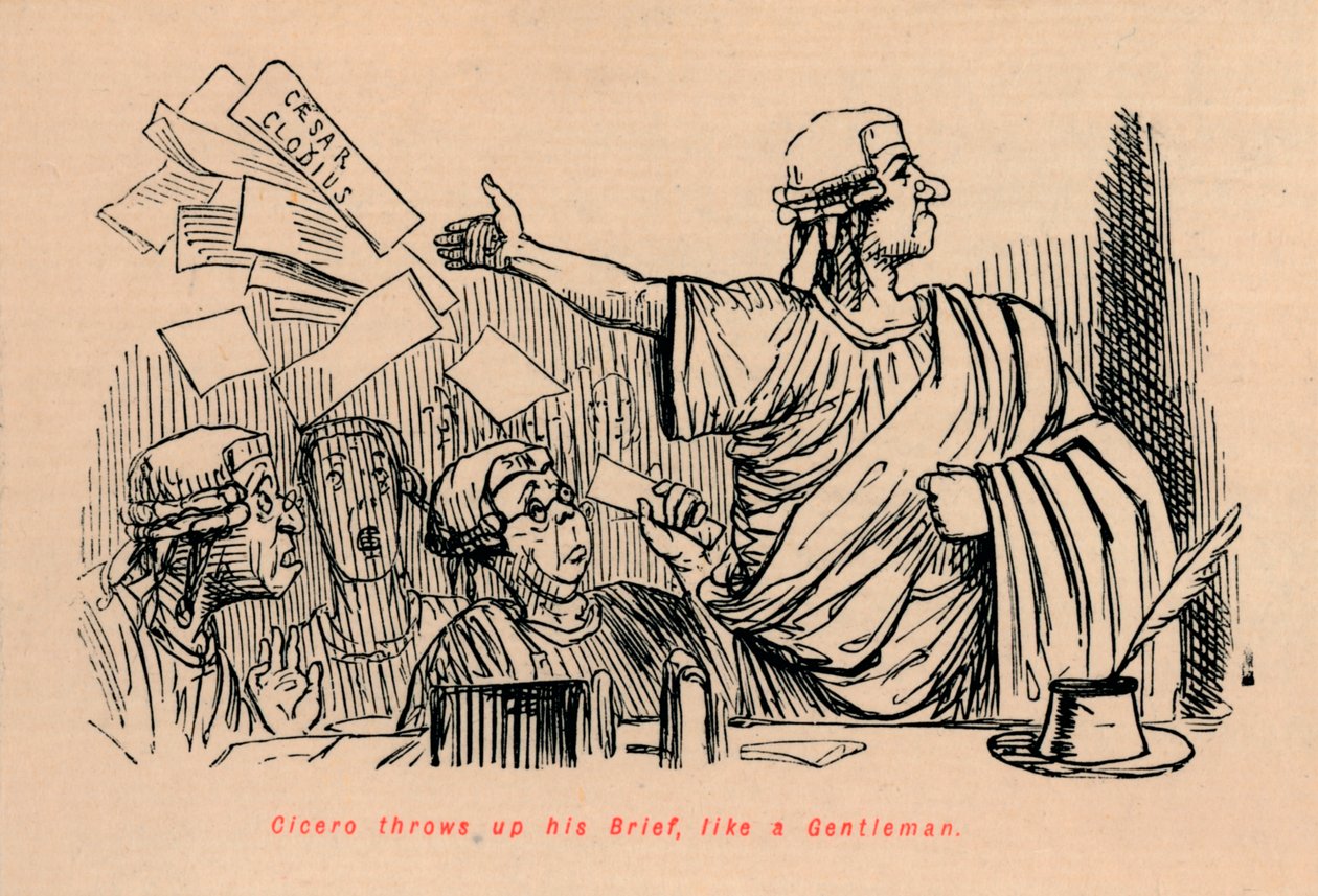 西塞罗（Cicero）像绅士一样抛出他的公文包，1852 作者 约翰·里奇