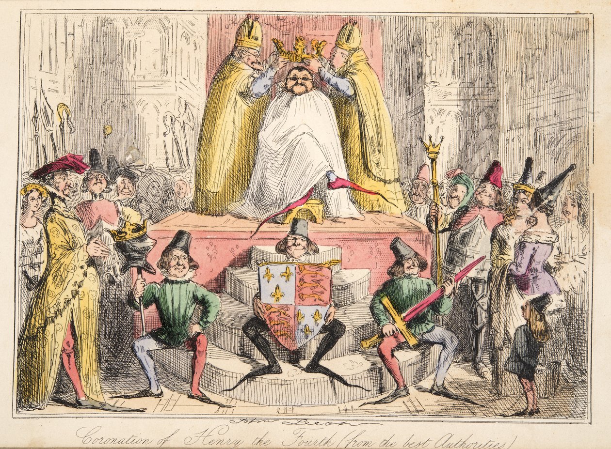 亨利四世的加冕礼。 （来自最佳当局），来自英国漫画史，酒吧。 1864年（手工彩色蚀刻） 作者 约翰·里奇