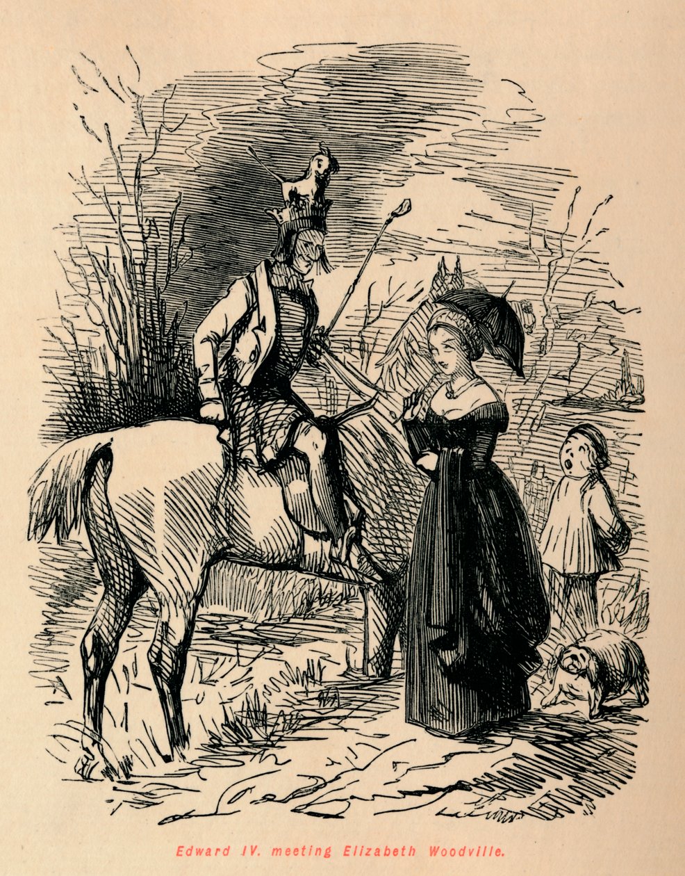 爱德华四世（Edward IV）与伊丽莎白·伍德维尔（Elizabeth Woodville）会面，c1860，c1860。 作者 约翰·里奇