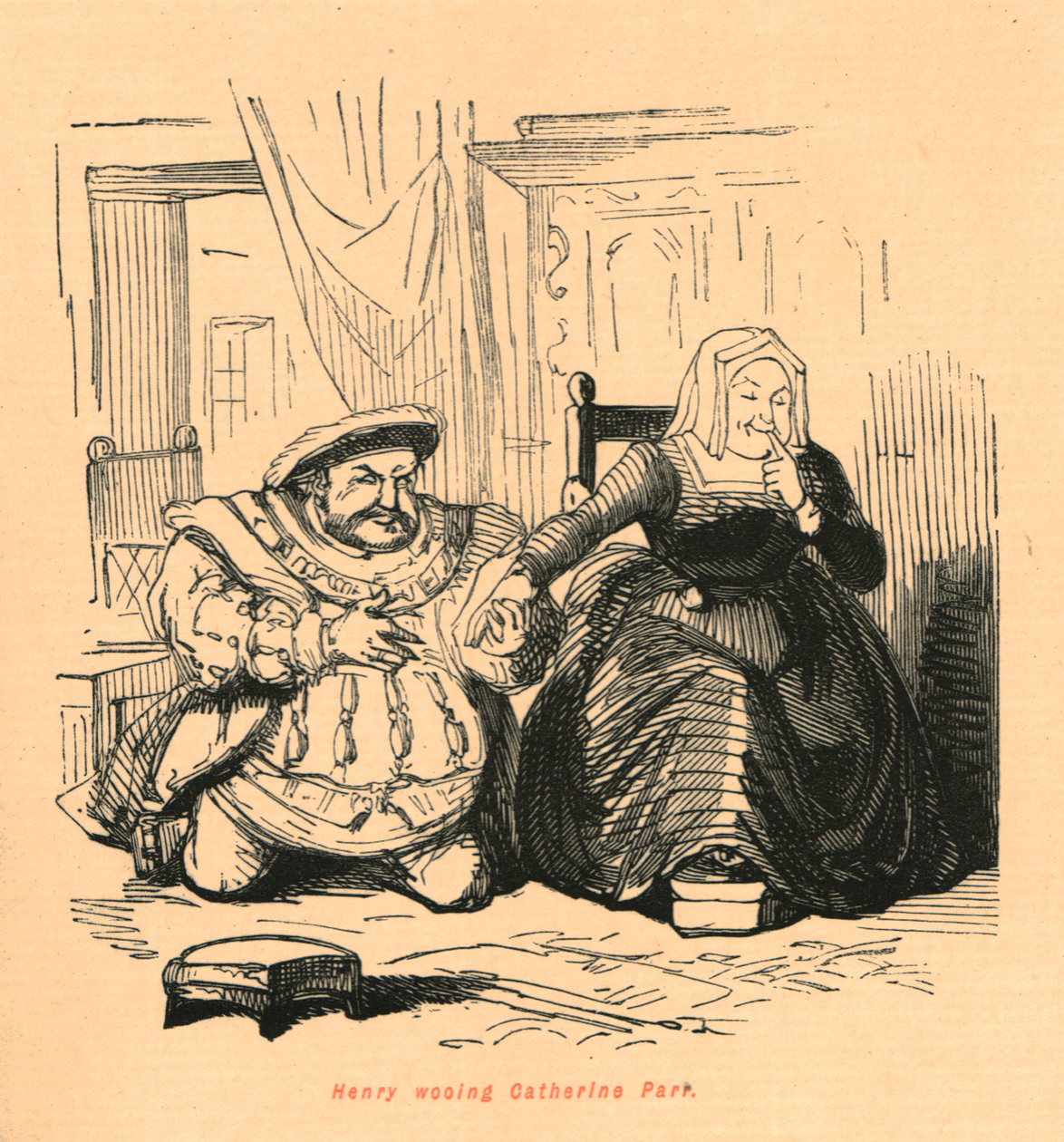 亨利向凯瑟琳·帕尔求爱，1897年。 作者 约翰·里奇