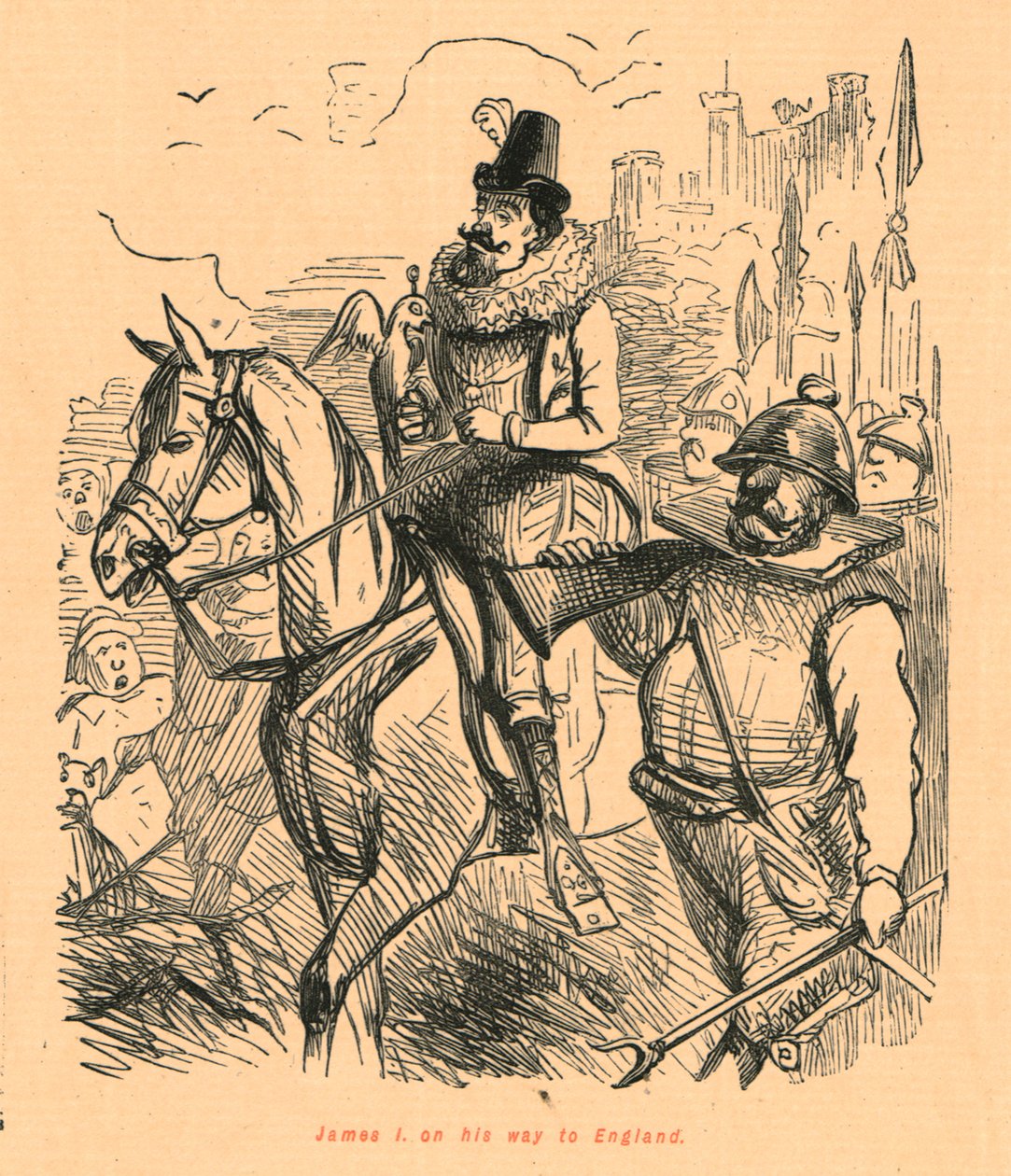 詹姆斯一世（James I）在前往英国的路上，1897年。 作者 约翰·里奇