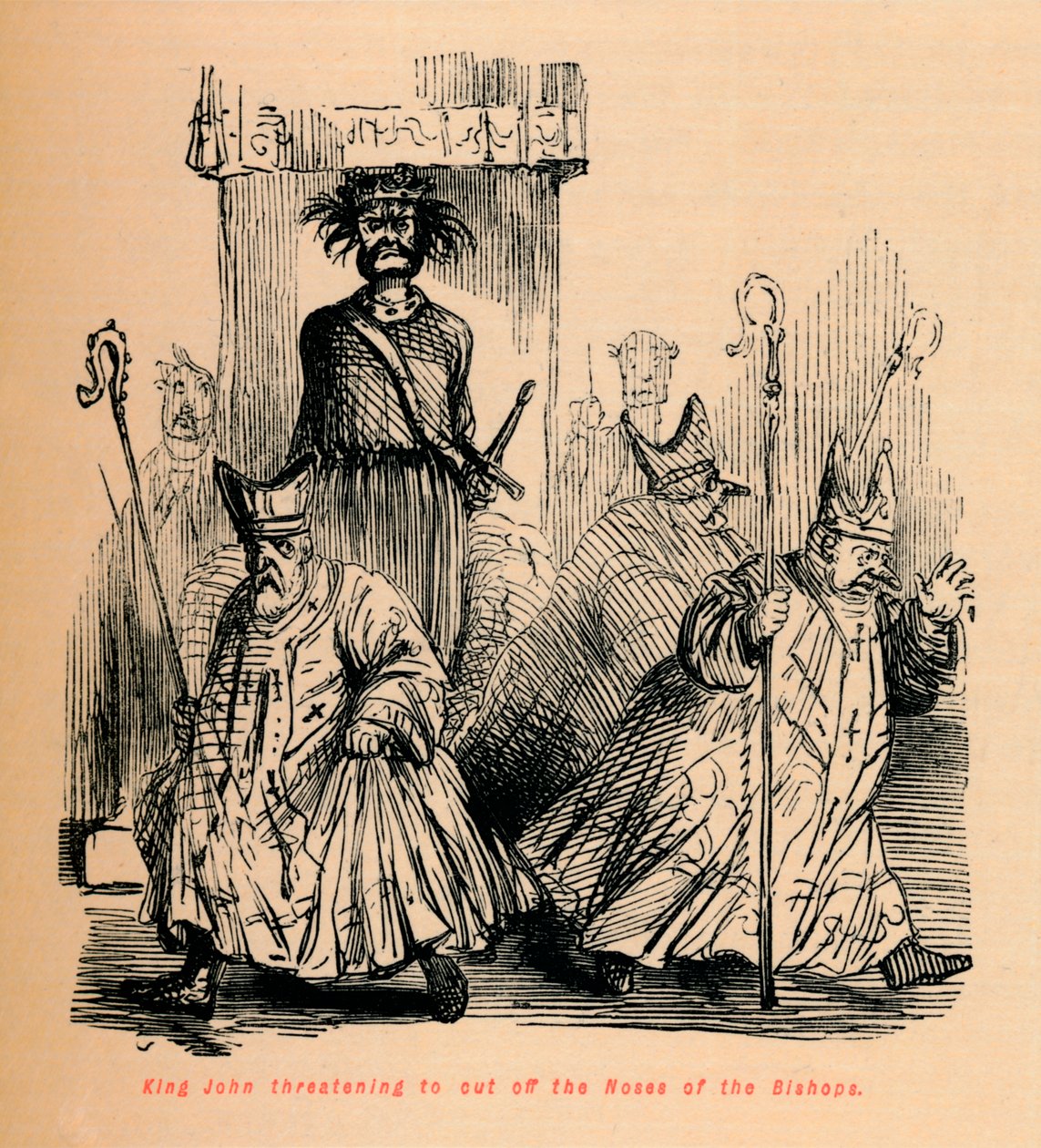 约翰国王威胁要切断主教的鼻子，c1860，c1860 作者 约翰·里奇