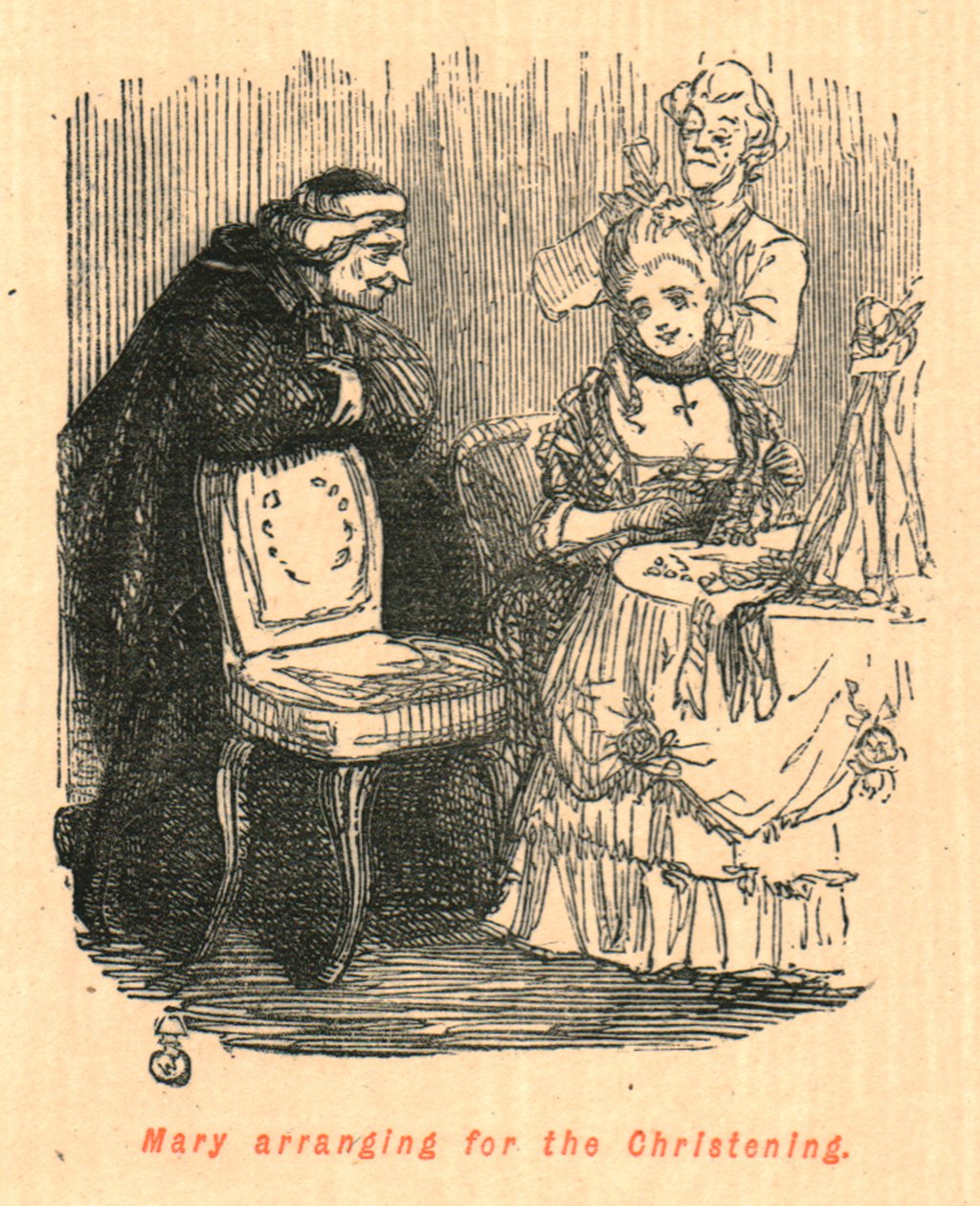 玛丽为洗礼仪式安排，1897年。 作者 约翰·里奇
