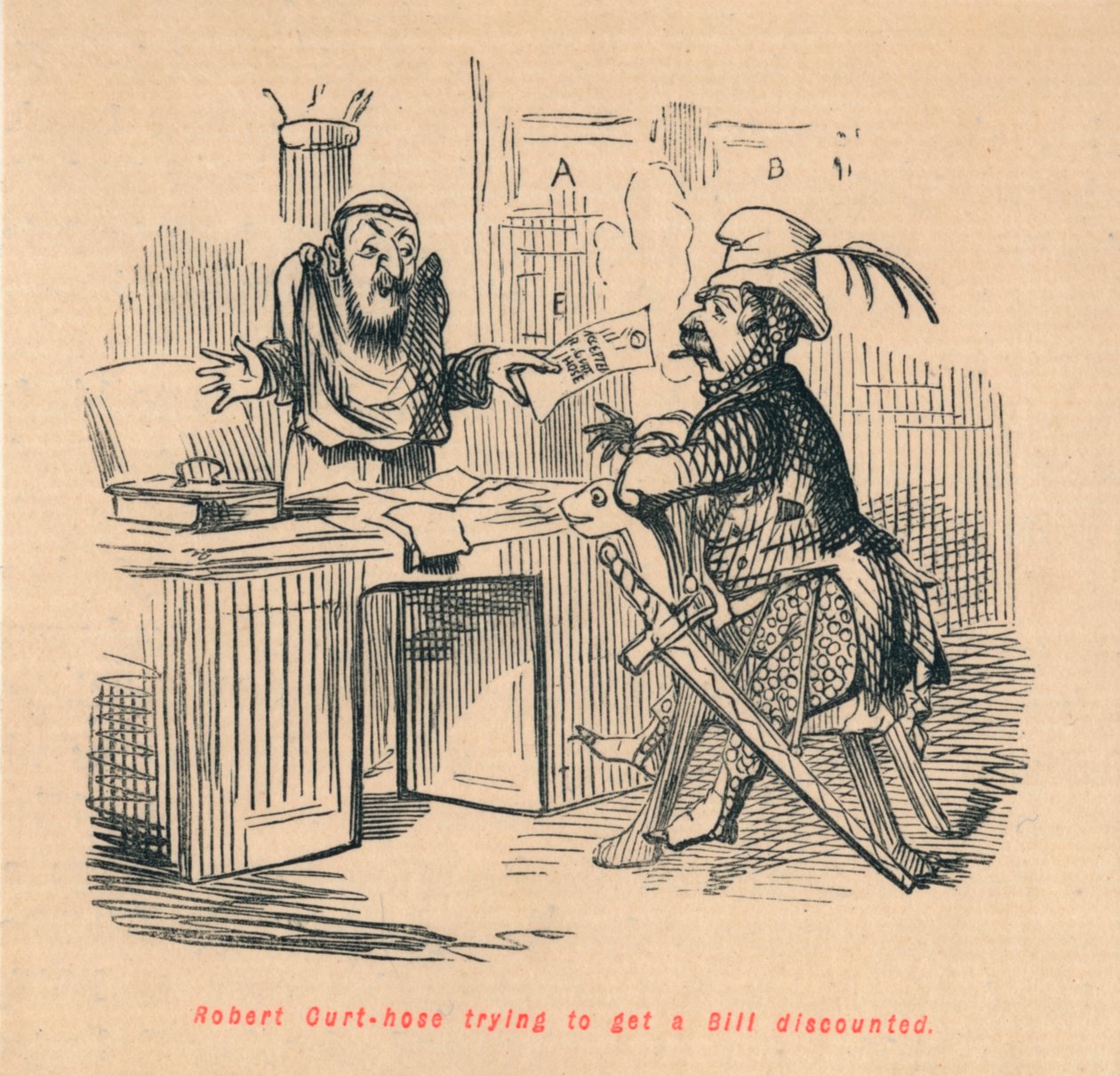 罗伯特·柯索斯（Robert Curthose）试图让比尔打折，c1860，c1860 作者 约翰·里奇