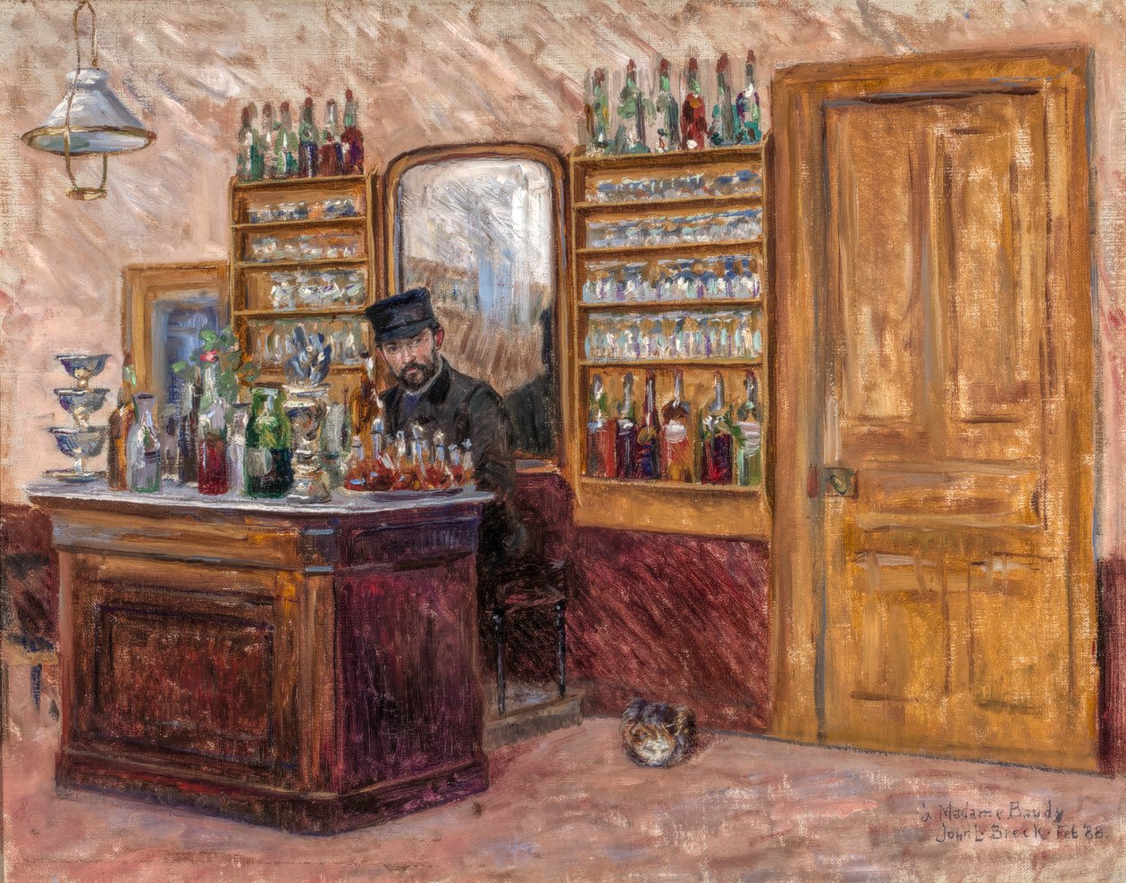 M.鲍迪在鲍迪酒店的办公桌后面，1888年。 作者 约翰·莱斯利·布雷克