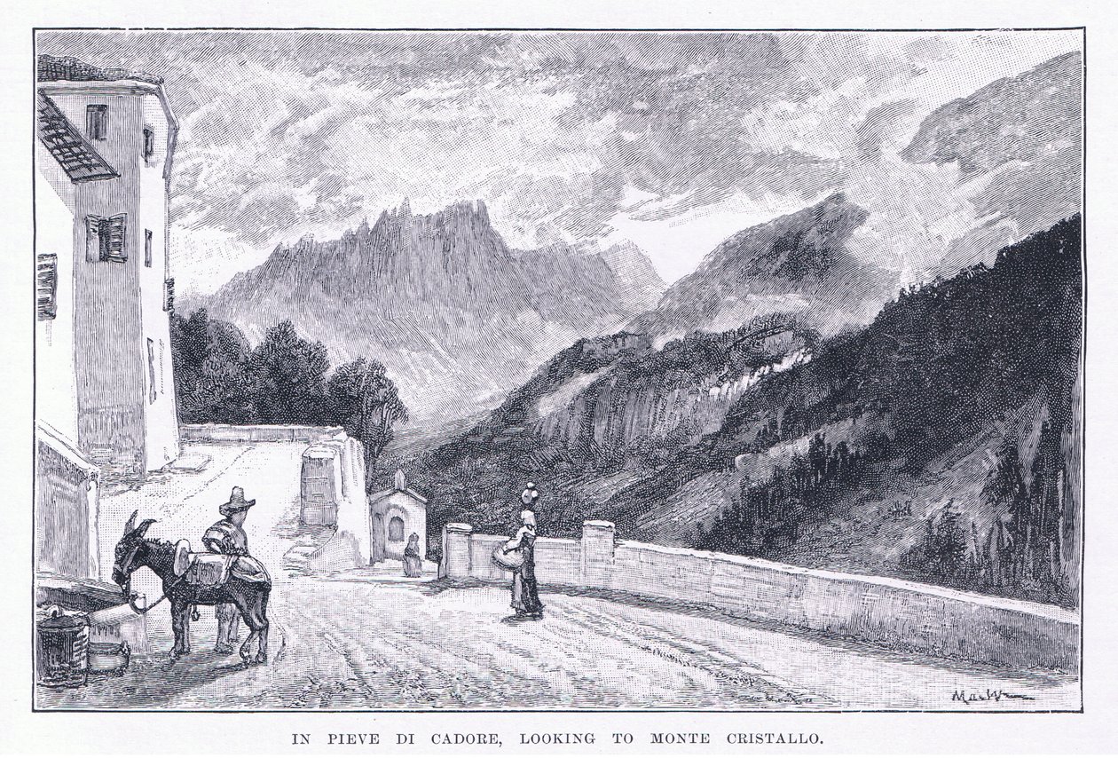 在Pieve Di Cadore，看向Monte Cristallo，摘自《艺术杂志》1893，Cassell and Company 作者 约翰·麦克维尔特