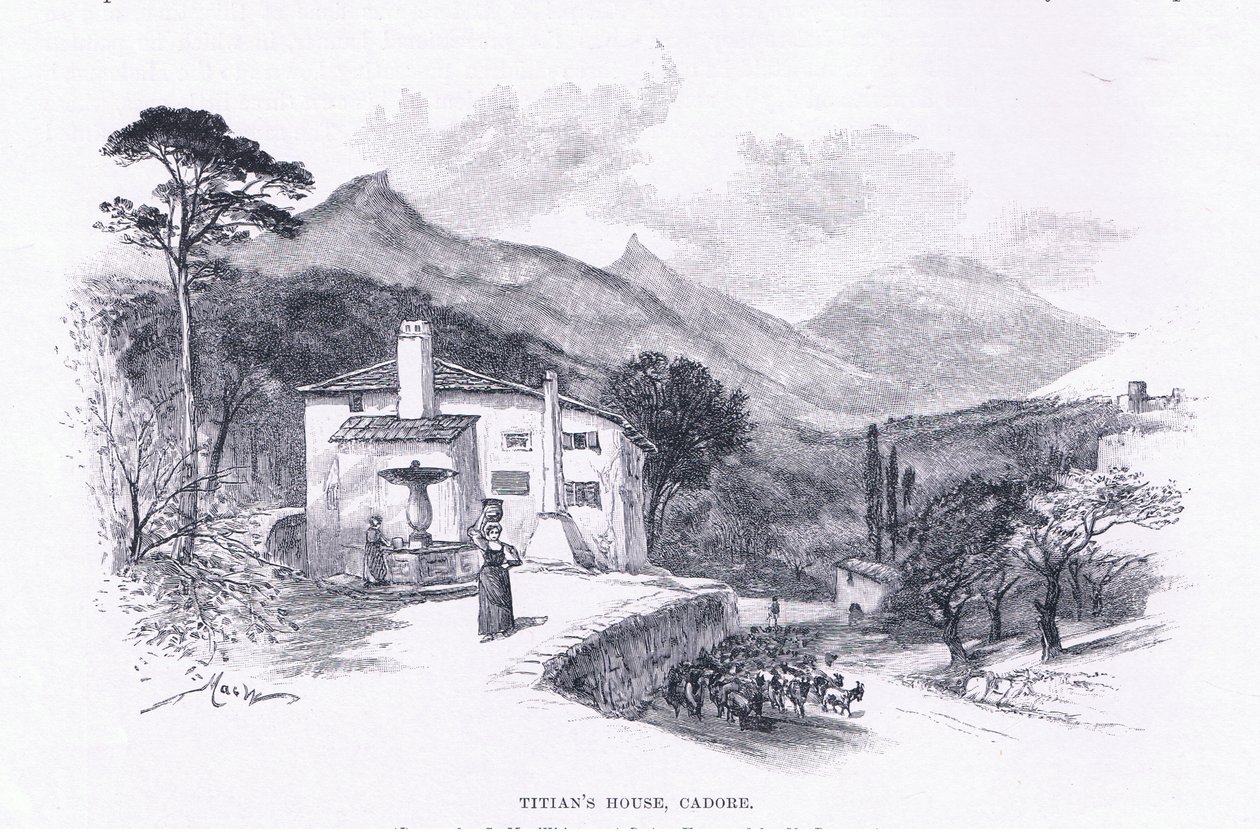提香的房子，Cadore，来自《艺术杂志》1893年，Cassell和公司 作者 约翰·麦克维尔特