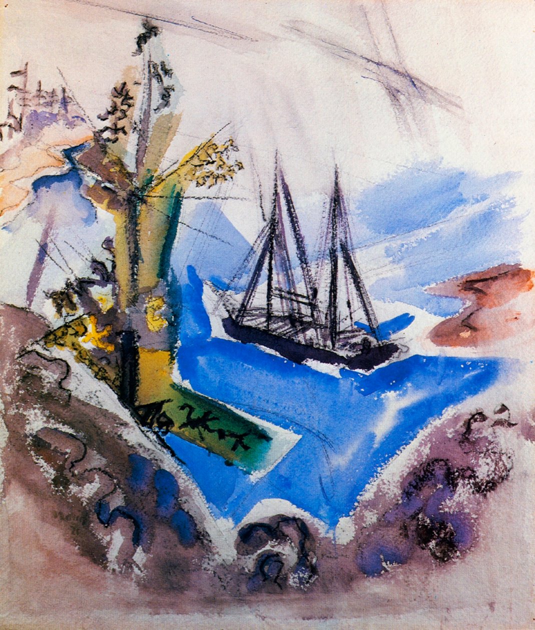 一艘船和一棵树 作者 约翰·马林