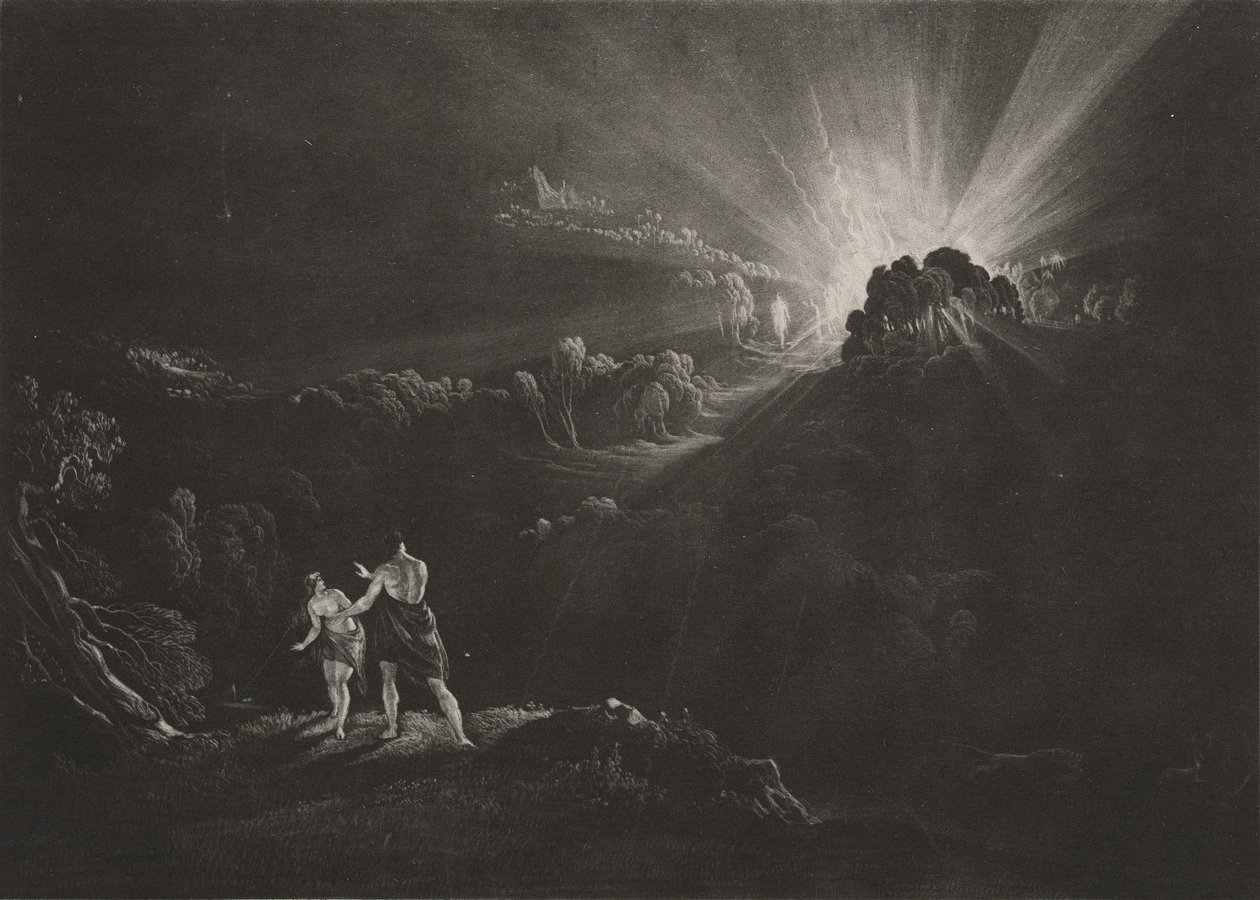 大天使Michael的方法，c.1827（mezzotint） 作者 约翰·马丁