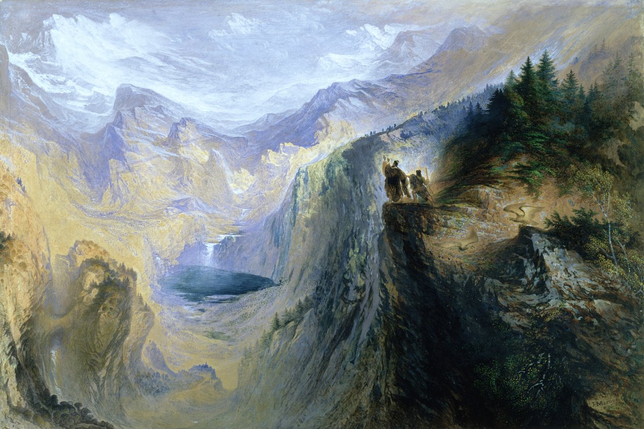 少女峰上的曼弗雷德（Manfred），1837年 作者 约翰·马丁