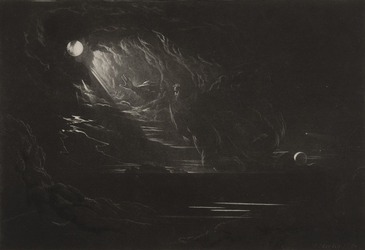 光的创造，c.1827（mezzotint） 作者 约翰·马丁