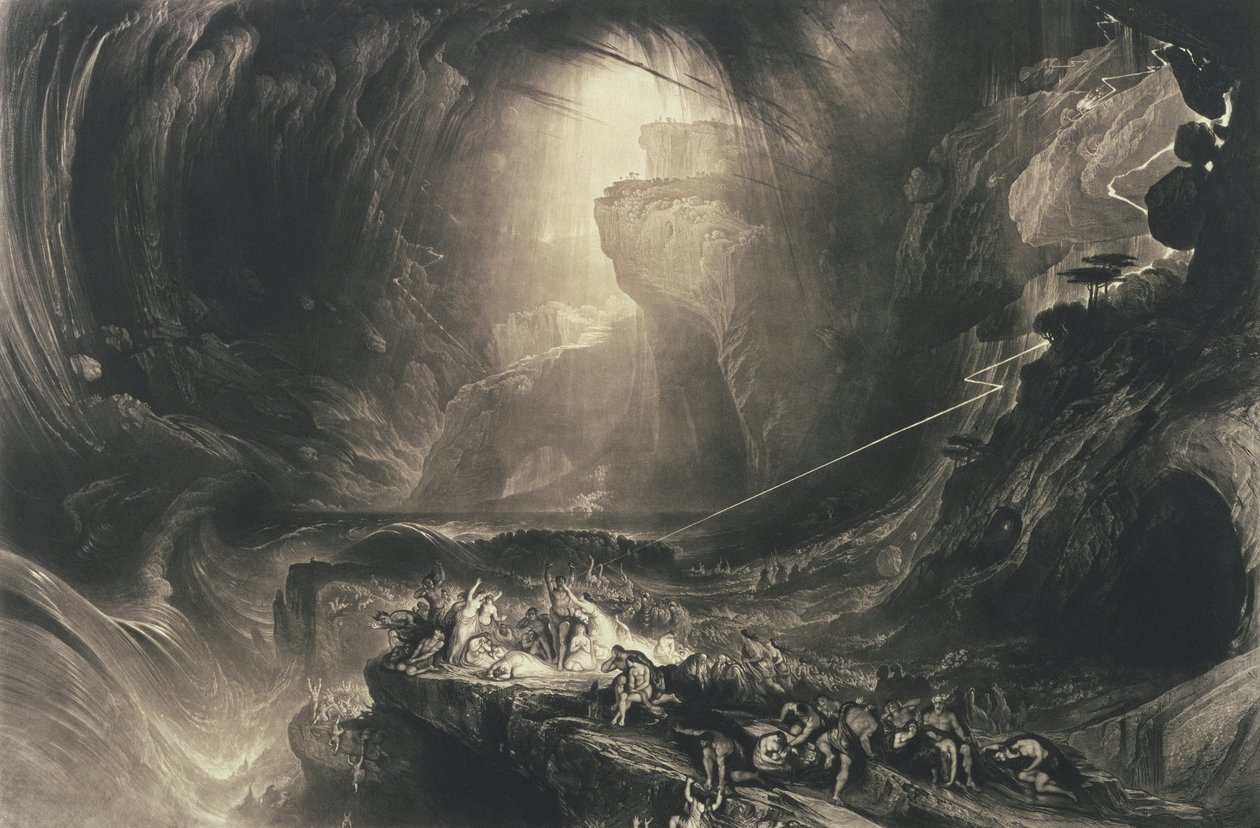 1828年的大洪水（带蚀刻的mezzotint） 作者 约翰·马丁