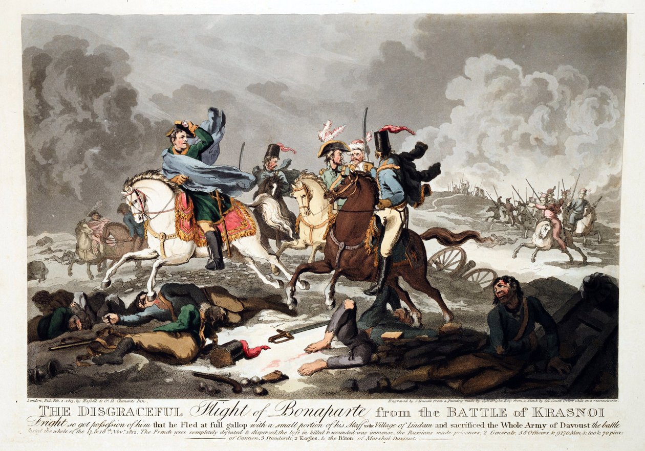 波拿巴从克拉斯诺伊（Krasnoje）战役中逃亡 1812 - 赖特，约翰-梅西（1777-1866） - 1814 - 水印 - 42.1x57.5 - 私人收藏 作者 约翰·梅西·赖特