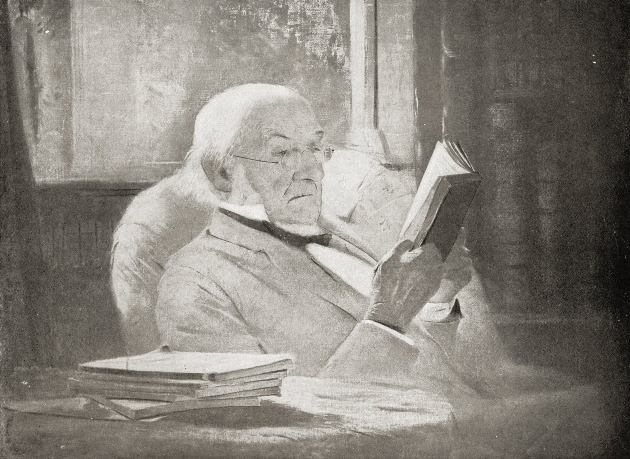 William Ewart Gladstone（1809-98）在晚年，洛里侯爵的“VRI她的生活和帝国”插图 作者 约翰·麦克卢尔·汉密尔顿